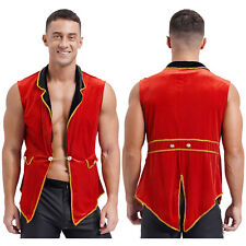 UK Men's Circus Ringmaster Jacket Velvet Vest Tailcoat Halloween Cosplay Costume