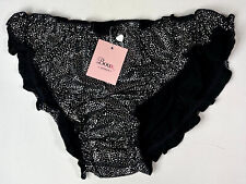 Silky  Ice Cool Black Buttery Frilly Ruffle Glittery Panties Knickers   8 S