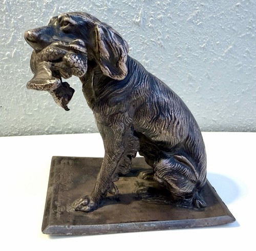 Antique bronze hunting dog - antique,