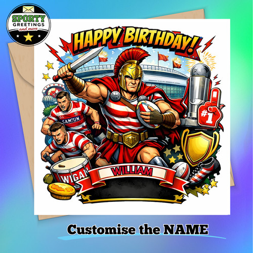 Wigan rugby birthday card - wigan,