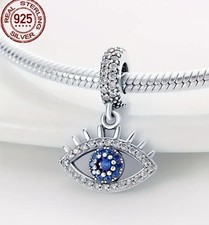 Sterling Silver Evil Eye Charm + FREE BRACELET. Womens Jewellery. BNIP. UK