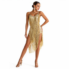 Gold Rhinestone Sequin Fringe