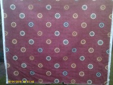 Red background with circles fabric remnant for small craft project 54"x36"