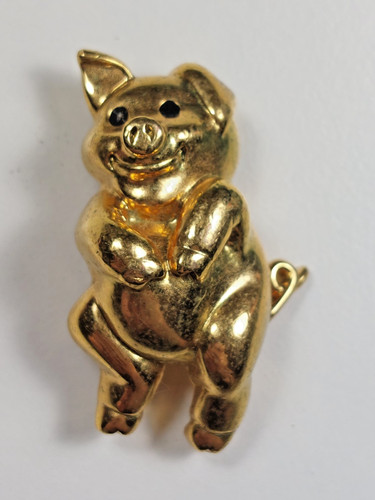 Napier pig brooch gold tone - napier, gold-tone