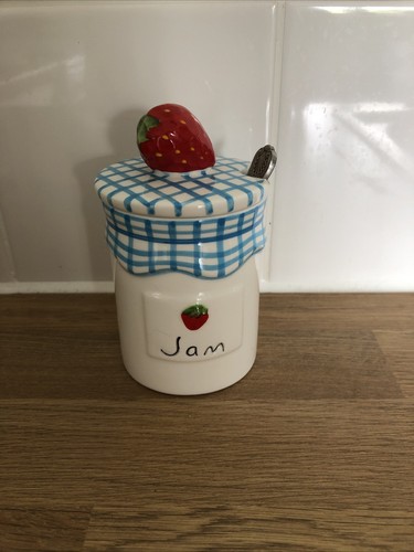 Ceramic strawberry jam pot - jam,