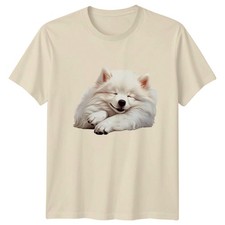 Samoyed Puppy Sleeping Dogs Animals Mens T-Shirt Womens Tee Graphic Unisex Top