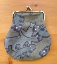 Marimekko Rare Vintage Medium Grey Gecko / Lizard Fabric Purse Clip Closure