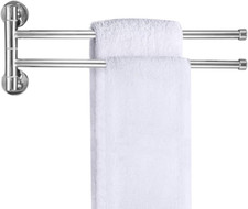 2-Arm Swivel Towel Rail Chrome Stainless Steel Wall Mounted Kitchen Bathroom
