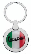 VESPA SCOOTER ITALIAN FLAG CHROME METAL POLISHED SILVER COLOUR KEYRING