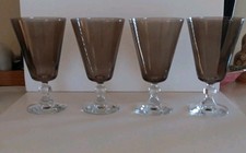 Elegant M&S Glasses x4 Smokey Grey Height 16cm Beautiful  Set