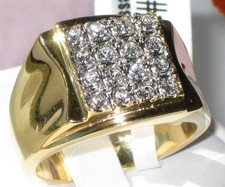 Mens gold ring 18kt cz cubic