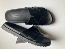George Black Woven Faux Leather H Band Sliders Slides Sandals Uk 8 BNWT