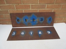 Vintage industial artwork rusty large metal numbers stencils 0 to 9 (10)