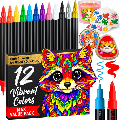 Dual tip acrylic paint - 12,