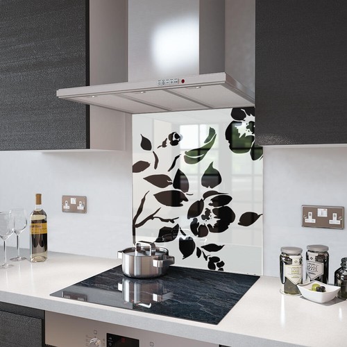 Glass splashbacks white - splashbacks, floral