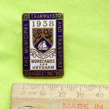 1938 MUNICIPAL TRAMWAYS & TRANSPORT (Morecambe & Heysham) enamel lapel badge pin