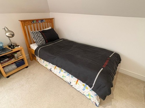 Oak wood single bed with - oak,