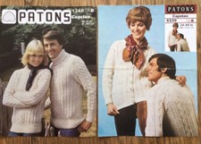 2 x Patons Vintage Knitting Patterns 1346 & 6339 Adults Aran Sweaters Cardys ⭐️✨