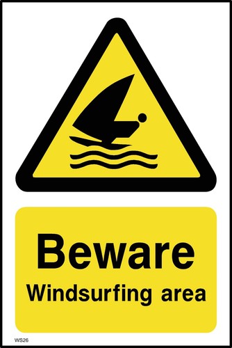 Beware windsurfing area sign - windsurfing,