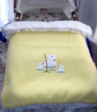 Vintage Pram Rug Ducks Fringed