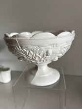 White Milk Glass Antique Pedestal Bowl Thorn & Thistle Design Poss Henry Greener