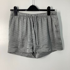 Primark Grey Monogram Print Satin Pyjama Shorts Nightwear Lounge size S