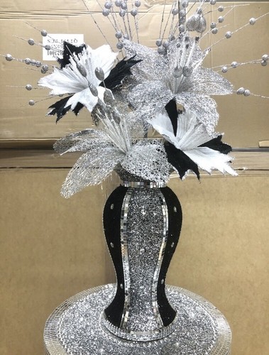 Black silver vase with - vase,