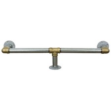 Bar/Kitchen Foot Rail Made From Industrial Silver & Brass Iron Pipe Fittings!
