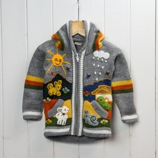 Grey Kids Cardigan Short Hood