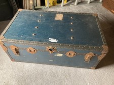 vintage 50s metal travel trunk case  storage 36" by 20" wide  by 14" high