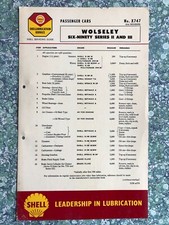 Shell Service Guide Lubrication Chart Wolseley Six-Ninety Series II & III 2458G
