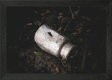 Old Milk Can in Forest Framed