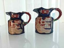 Pair of Victoria Ware Imari Schoolhouse Ironstone Jugs