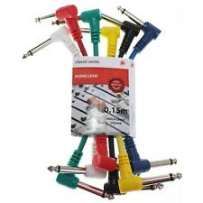 6 x Guitar Patch Leads/Cables 15cm Multi Coloured For Effects Pedals Pack Of 6