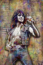 BON SCOTT AC/DC Poster, Bon Scott AC/DC Pop Art Tribute Print Free Shipping US