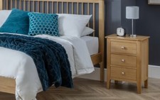 Solid Oak 3 Drawer Bedside