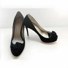 Karen Millen Black Suede Peep Toe Stiletto Heel Shoes - Size 5UK 38EU new No Box