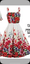 Size 18 Lindy Bop Retro White Red Poppy Dress Remembrance Sunday Fit & Flare