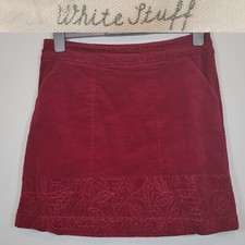 White Stuff Womens Red Short Skirt With Pockets Size 10 Velvet Type Material