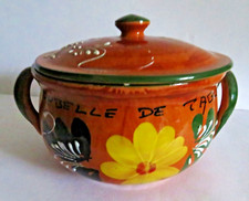 French Vintage Ceramic Poubelle De Table Lidded Pot Canister Table Trash Bin