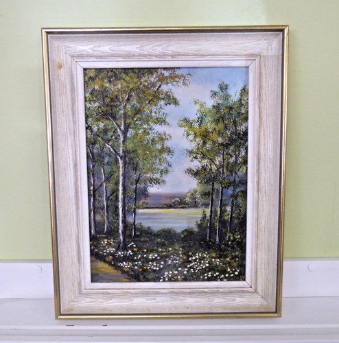 Vintage oil painting forest - oil,