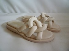 COACH Georgie Chalk Leather Plush Open Toe Sandal Slides Mules UK 5 RRP£175 US 7