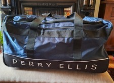 New PERRY ELLIS Large Duffle Bag Suitcase, Rigid Base, Flex Canvas Top in Navy
