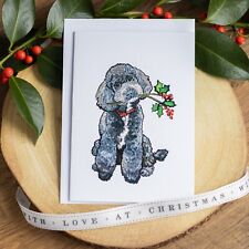 Black Toy Poodle Christmas Card