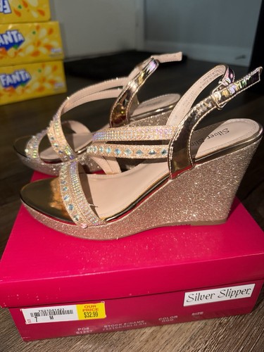 Silver slipper with rose gold - rose,