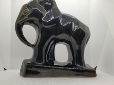 Pottery Elephant with Dark Green Lustre Glaze and Cubist, Deco Styling