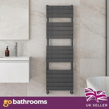 Bathroom Radiator Gunmetal Modern Grey Flat Panel Heated Towel Rail 1600x500mm