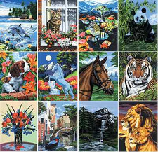 PAINTING BY NUMBERS CANVAS ARTIST KITS ACRYLIC PAINT Animals Landscapes & Sea