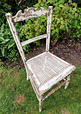 Antique ' Distressed Rattan French Country Kitchen Chair ' Garden Interior PROP