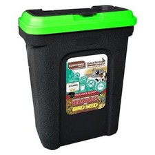 15.5Kg 30L Black Dog/Pet Food Storage Container Box With Green Lid & Rubber Seal
